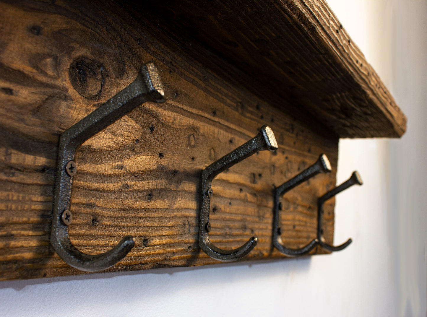 Coat Rack Wall Mounted Railroad Spike Hooks Rustic Western Decor Reclaimed Hand Weathered Entryway Storage Barnwood Doorway Organizer
