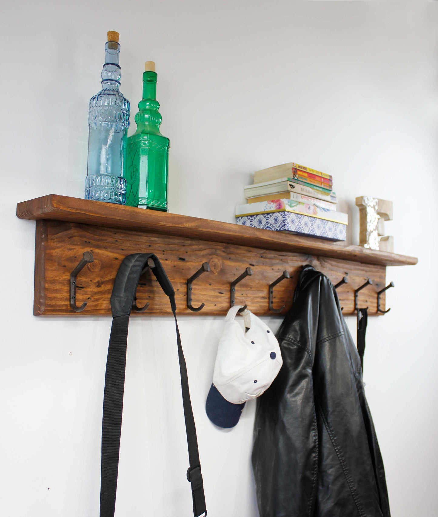Coat Rack Wall Mounted Railroad Spike Hooks Rustic Western Decor Reclaimed Hand Weathered Entryway Storage Barnwood Doorway Organizer