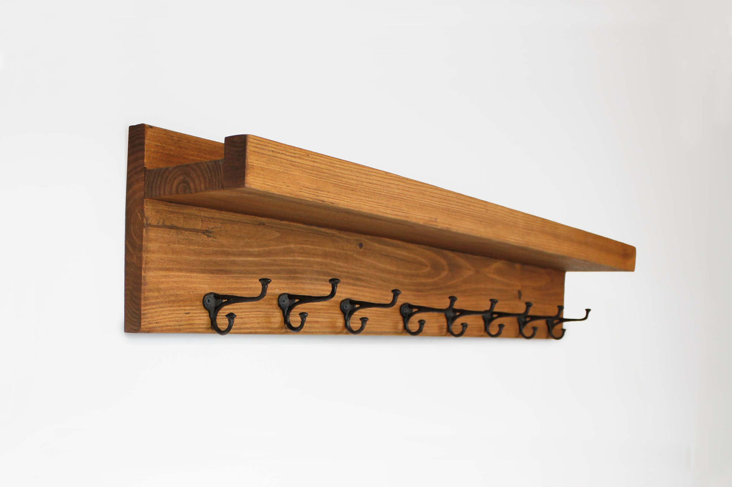 Coat Rack Hook Shelf with Picture Ledge Wall Mounted Farmhouse Entryway Nailhead Hooks Wood Hanging Storage for Entryway