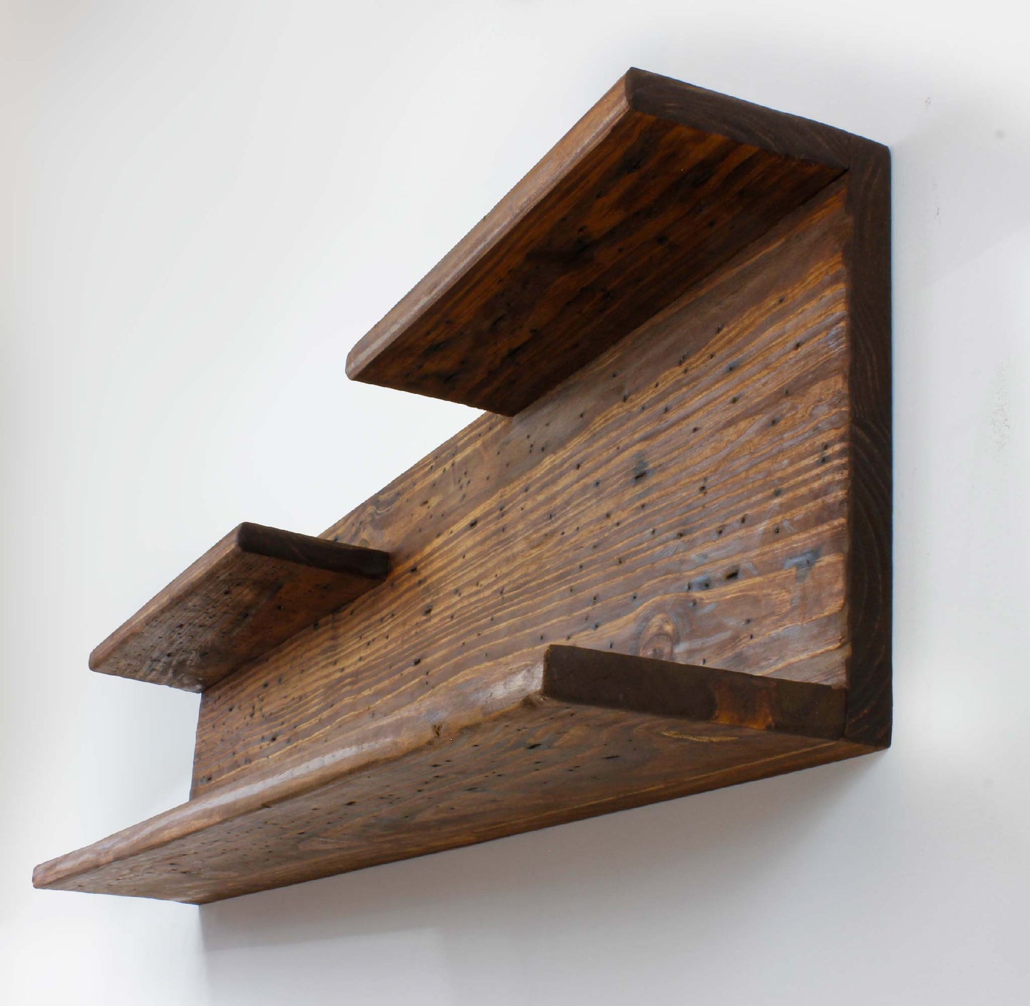 Farmhouse Wall Shelves Rustic Floating Shelf Set, Hand-Weathered Reclaimed Wood Display Rack for Plants & Antiques Home Decor Made in USA