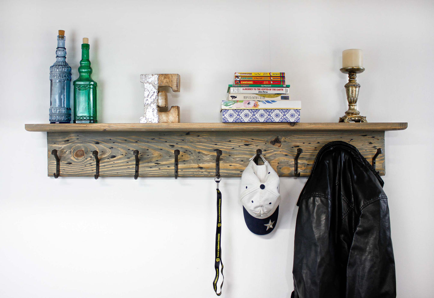 Coat Rack Wall Mounted Railroad Spike Hooks Rustic Western Decor Reclaimed Hand Weathered Entryway Storage Barnwood Doorway Organizer