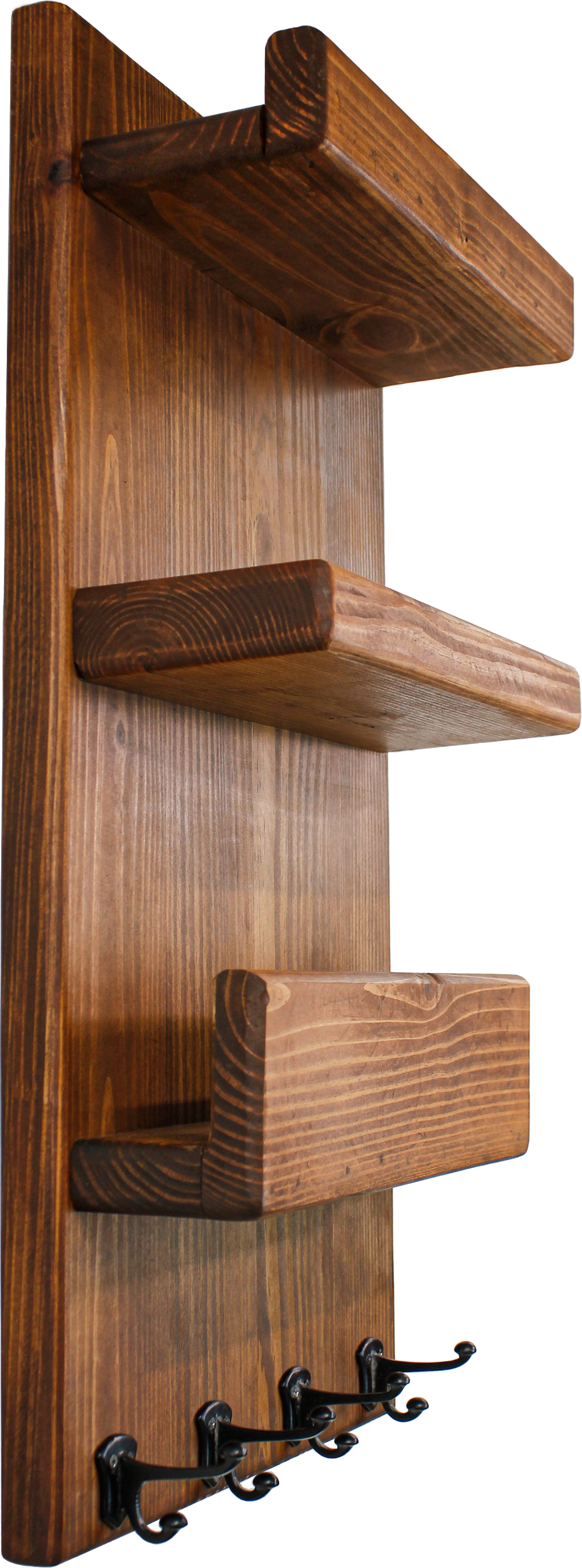 Four small metal double hooks in a row along the bottom of the wooden mail holder to hang keys or dog leashes on for convenient storage. After checking your mailbox you can leave your mail in the holder until you are ready to sort it. The two shelves conveniently hold sunglasses, home decor, holiday decor, welcome signs, pictures, postcards, small plants, or air fresheners to keep your entryway or mudroom neat, tidy and cheerful. You won't forget your things as you leave your home or office.
