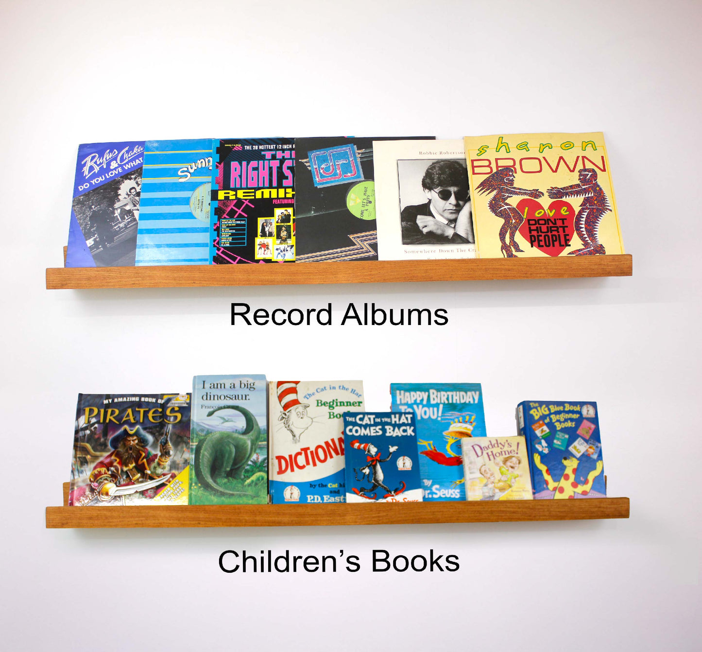 Wood Picture Ledge Shelf Floating Wall Shelf Display for Photos, Art, Record Albums, Books, Collections, Modern Home Decor Handmade in USA