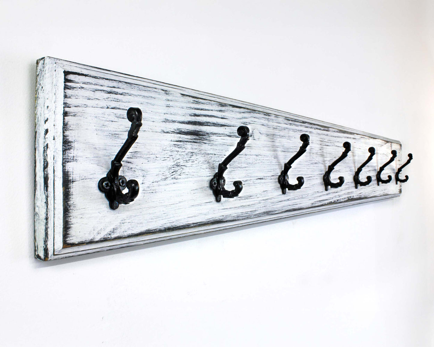 coat rack shabby chic distressed paint farmhouse style with victorian scroll double hooks in black 
