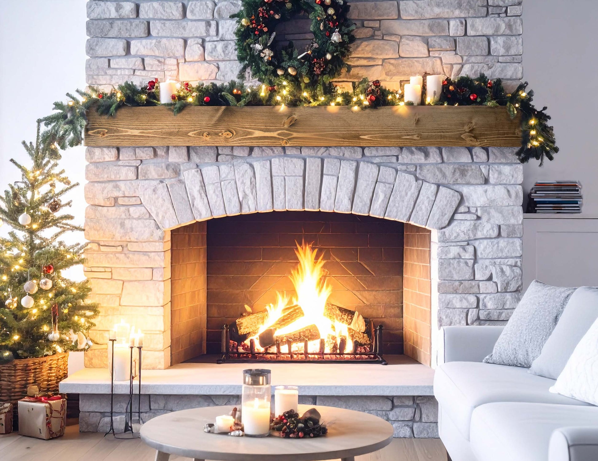 Fireplace hearthside mantel handmade wooden wall mounted mantle piece timber beam hollow box so it is lightweight attaches to the fireplace by a heavy duty sturdy wood dental insert that fits into the back of the mantel then two screws to secure it. The mantel dimensions are 5" x 10" a nice large rectangular proportion for larger surface area to add decorations, picture frames, candle sticks, family heirlooms, memorabilia, TV or holiday decor