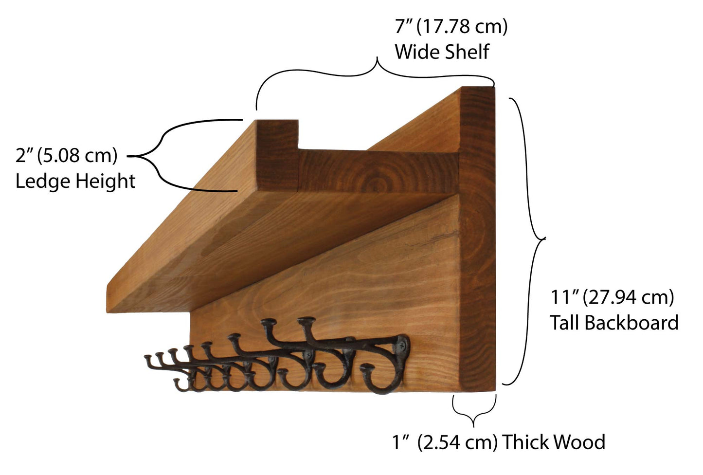Coat Rack Hook Shelf with Picture Ledge Wall Mounted Farmhouse Entryway Nailhead Hooks Wood Hanging Storage for Entryway