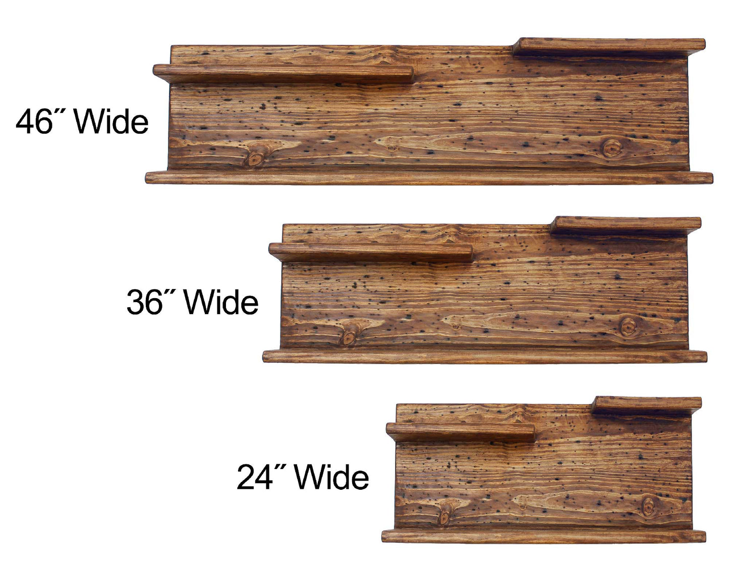 Farmhouse Wall Shelves Rustic Floating Shelf Set, Hand-Weathered Reclaimed Wood Display Rack for Plants & Antiques Home Decor Made in USA