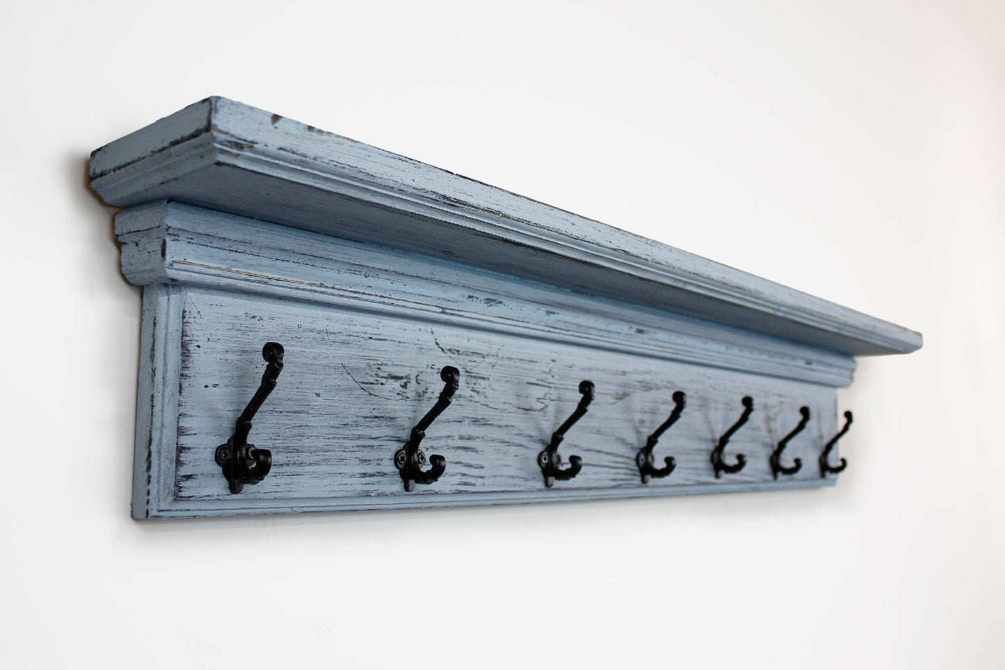 Coat Rack Hooks with Shelf Wall Mount Entryway Organizer Distressed Farmhouse Vintage Decor Hand made in USA Hand Weathered Wood Finish