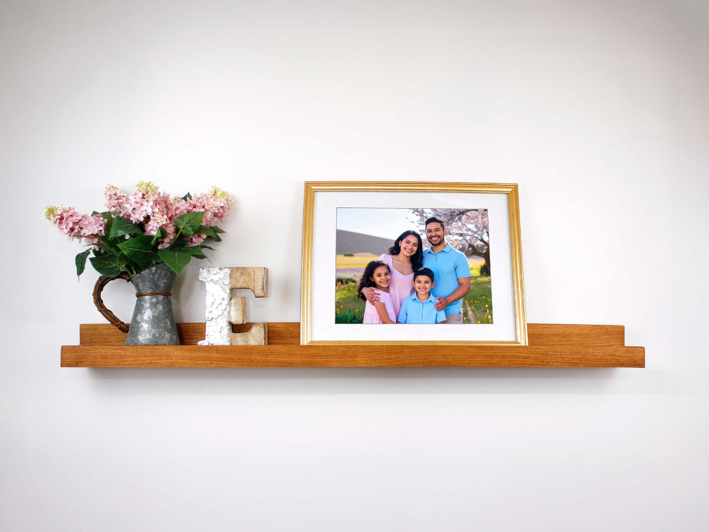 Wood Picture Ledge Shelf Floating Wall Shelf Display for Photos, Art, Record Albums, Books, Collections, Modern Home Decor Handmade in USA
