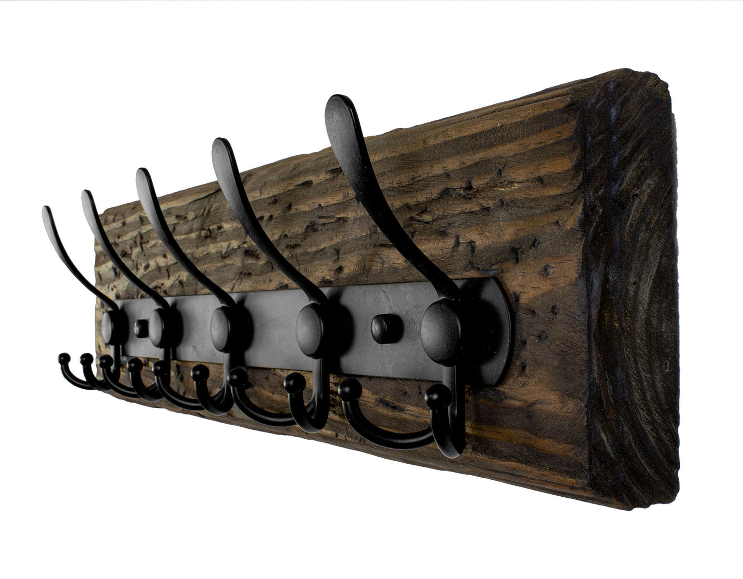 Rustic Wall Mounted Hook Coat Rack Hand Weathered Reclaimed Wood with Compact Hooks Storage Modern Farmhouse Home Entryway Decor Made in USA
