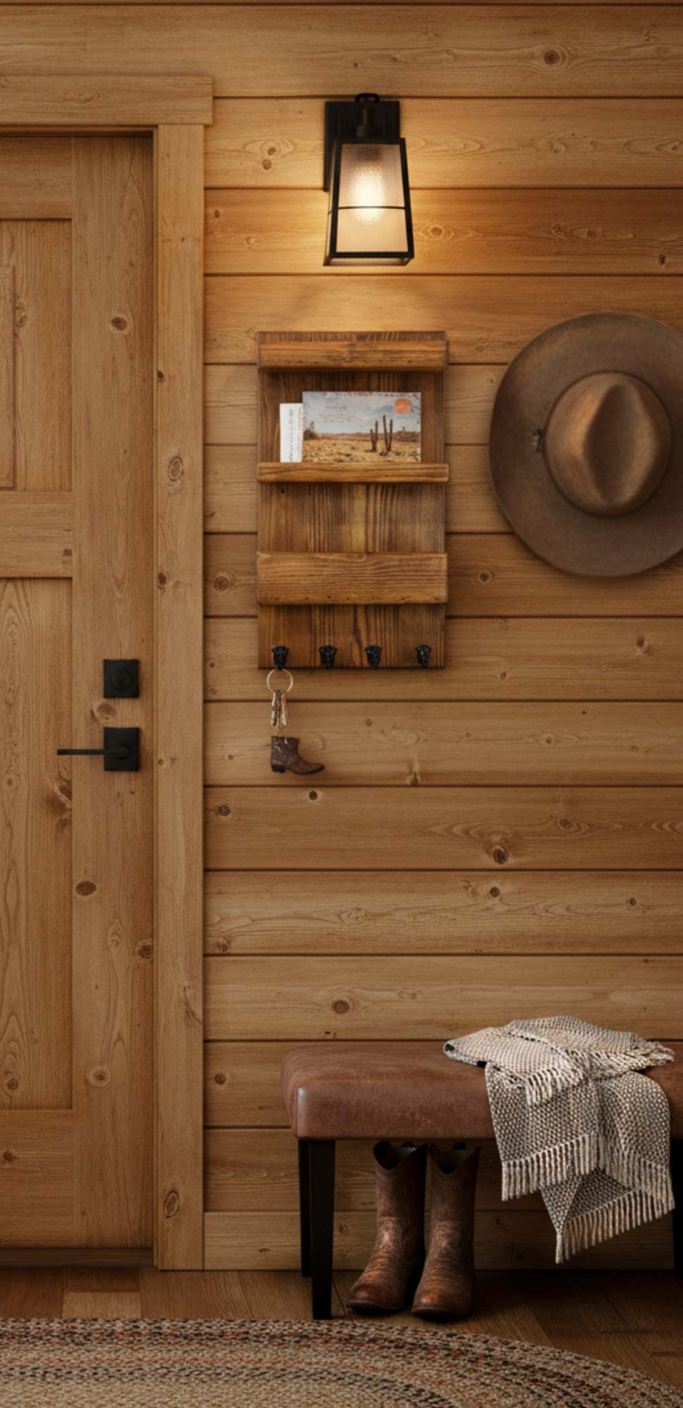 country western home decor for a ranch, cabin or farmhouse the mail and key storage can be hung by a door to conveniently hold items such as keys, caps, leashes, and umbrellas