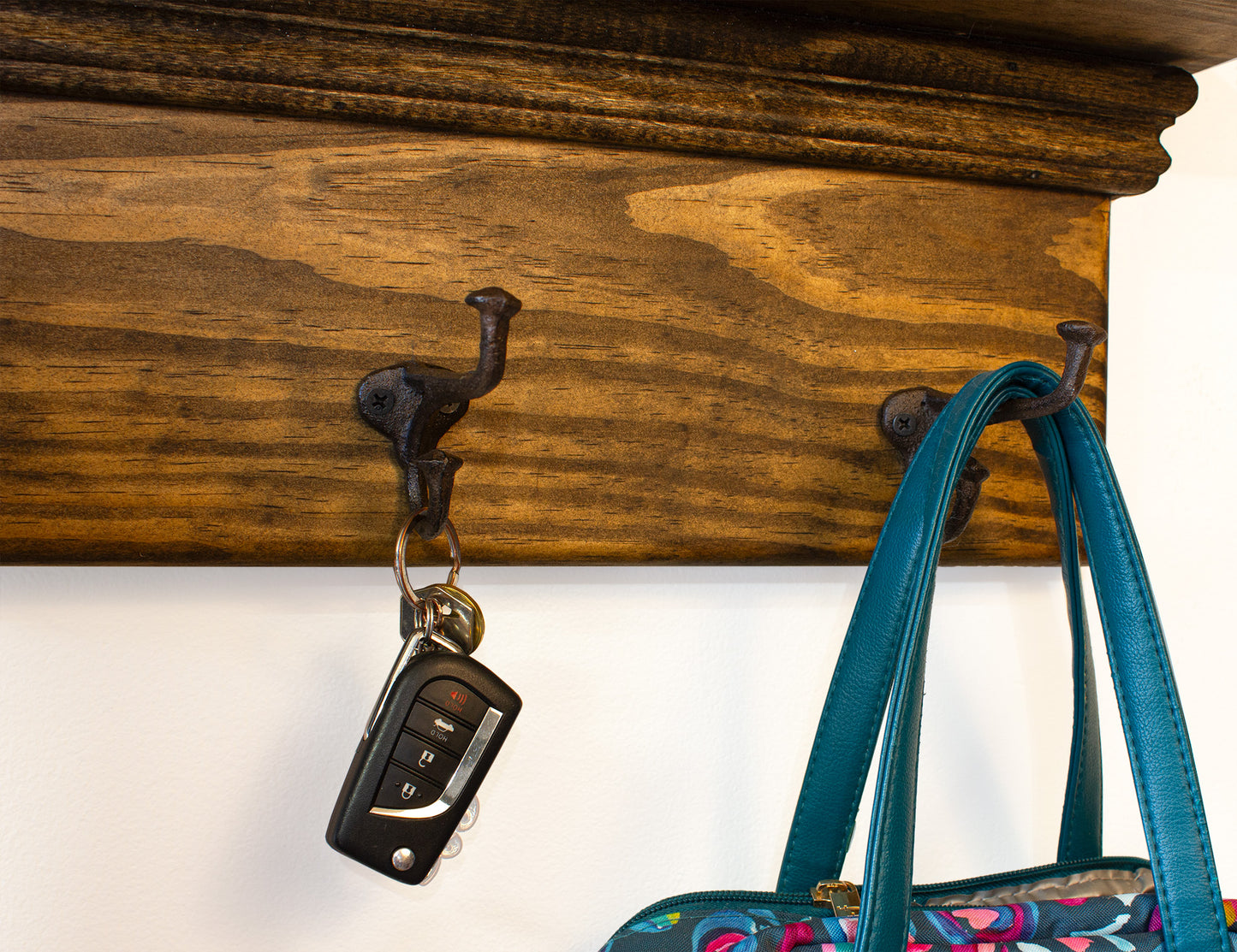 Rustic Coat Rack Wall Mounted Nail Head Hooks with Shelf Farmhouse Entryway Rustic Western Decor Cabin, Ranch, Barn House