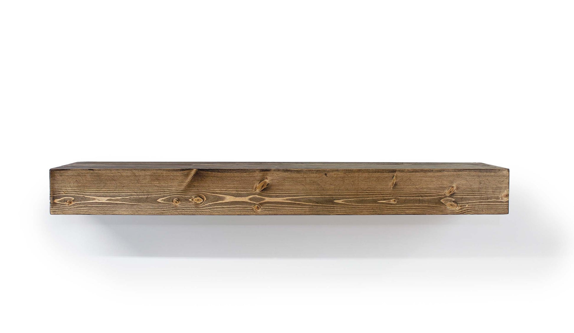 floating Wooden floating shelf on a white background
